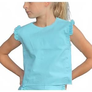 NEW LITTLE OLIN girl's ruffle sleeve top (tweens) in blue